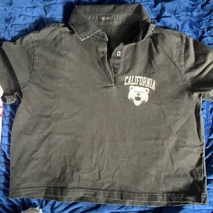 Cute Black “California” Faux denim cropped shirt